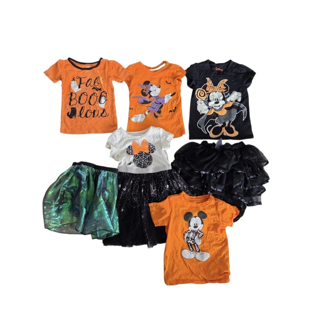 Disney Halloween Girls Clothing Bundle 4-5T Minnie Mickey Mouse Shirts & Tutus